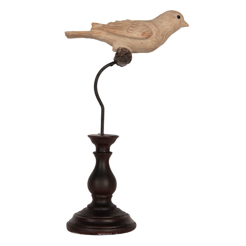 Clayre & Eef Statuetta decorativa Uccello 12x7x21 cm Beige Plastica
