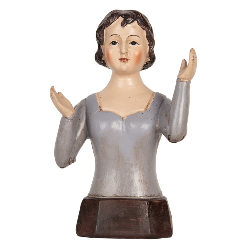 Clayre & Eef Statuetta decorativa Donna 12x9x20 cm Grigio Plastica