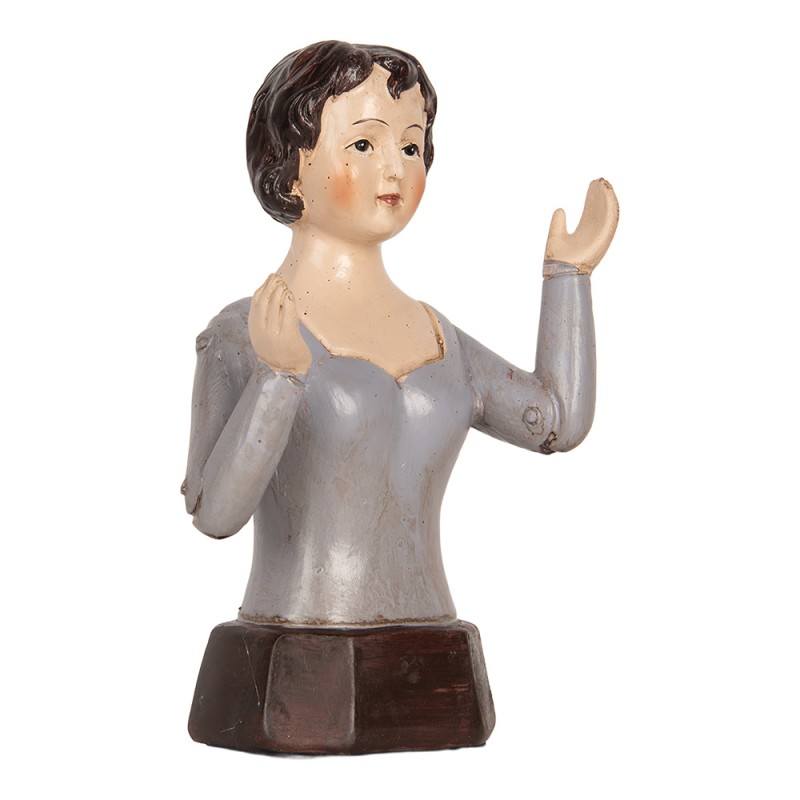 Clayre & Eef Statuetta decorativa Donna 12x9x20 cm Grigio Plastica