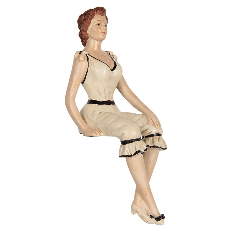 Clayre & Eef Statuetta decorativa Donna 12x10x29 cm Beige Plastica
