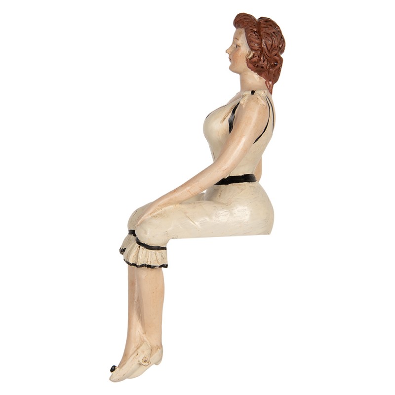 Clayre & Eef Statuetta decorativa Donna 12x10x29 cm Beige Plastica