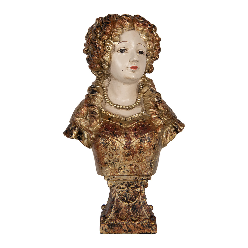 Clayre&Eef Decoratie Beeld Vrouw 18x12x30 cm Beige Kunststof afbeelding