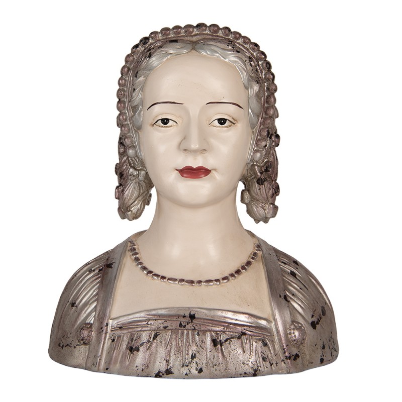 Clayre & Eef Statuetta decorativa Donna 27x15x30 cm Beige Plastica