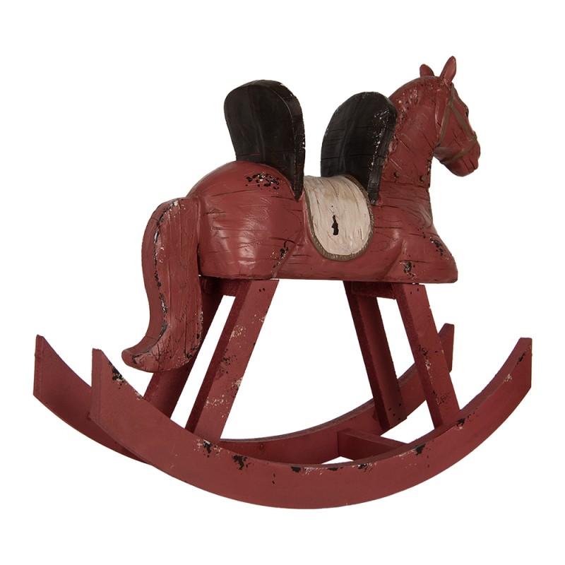 Clayre & Eef Statuetta decorativa Cavallo a dondolo 39x12x33 cm Rosa Plastica