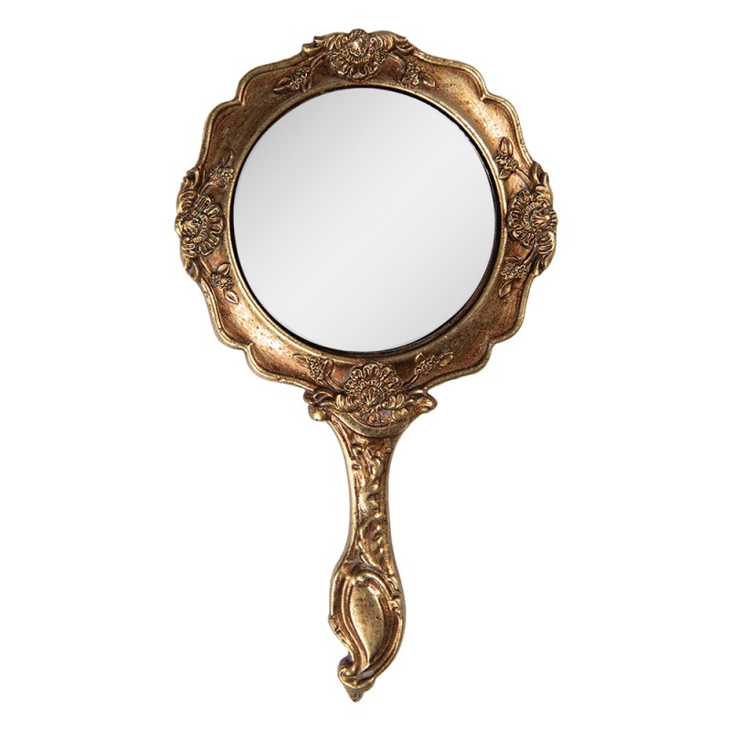 Clayre & Eef Handheld Mirror 10x2x18 cm Gold colored Plastic
