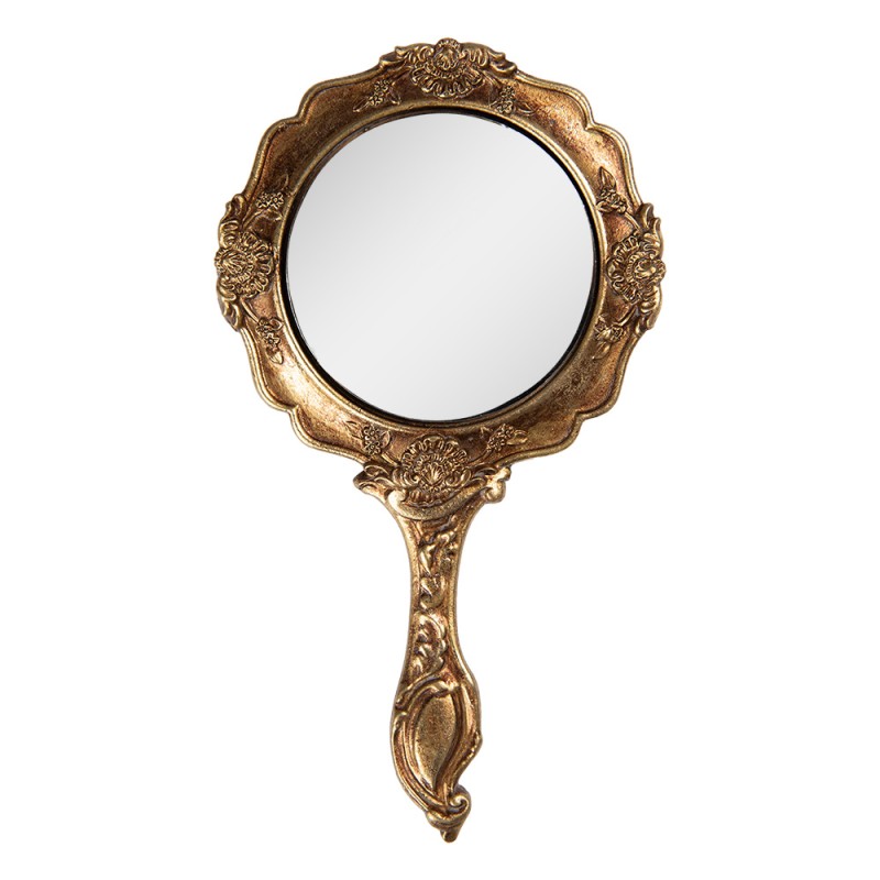 Clayre & Eef Handheld Mirror 10x2x18 cm Gold colored Plastic