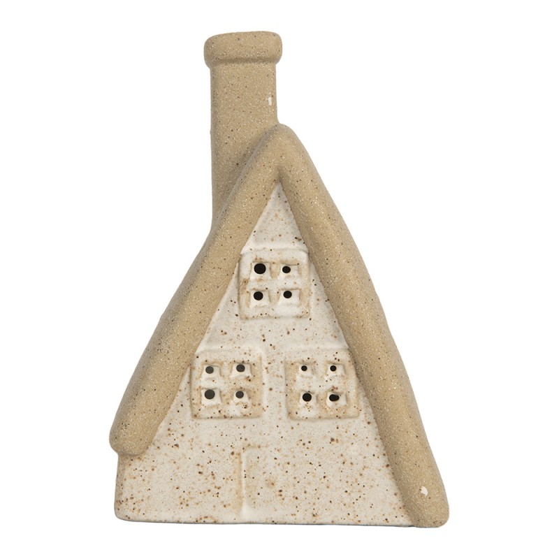 Clayre & Eef Decorativa Casa con LED 15x10x21 cm Beige Ceramica