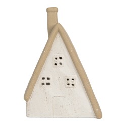 Clayre & Eef Decorative House with LED 9x7x13 cm Beige Ceramic