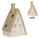 Clayre & Eef Decorative House with LED 9x7x13 cm Beige Ceramic