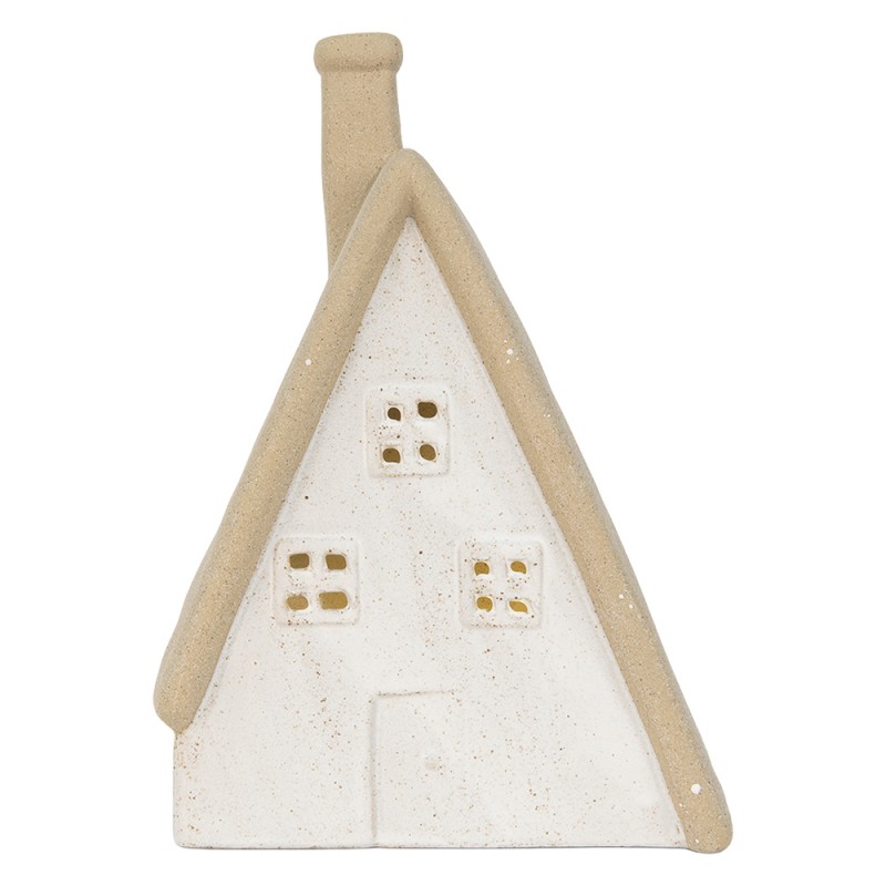 Clayre & Eef Decorative House with LED 9x7x13 cm Beige Ceramic
