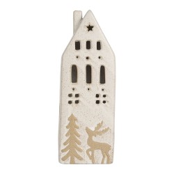 Clayre & Eef Decorative House with LED 9x7x24 cm Beige Ceramic