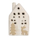 Clayre & Eef Decorative House with LED 6x5x10 cm Beige Ceramic