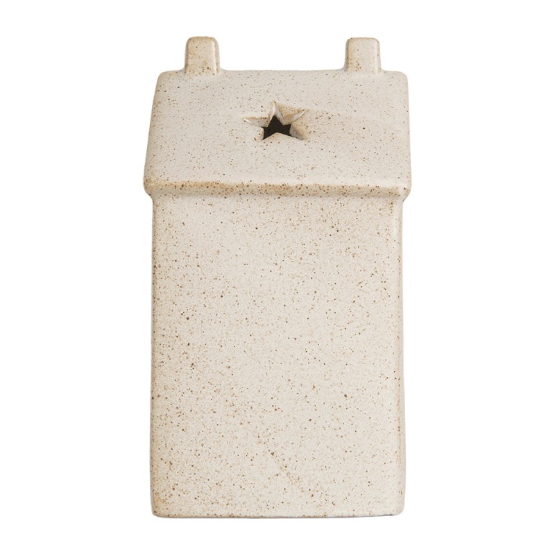Clayre & Eef Decorative House with LED 10x9x18 cm Beige Ceramic