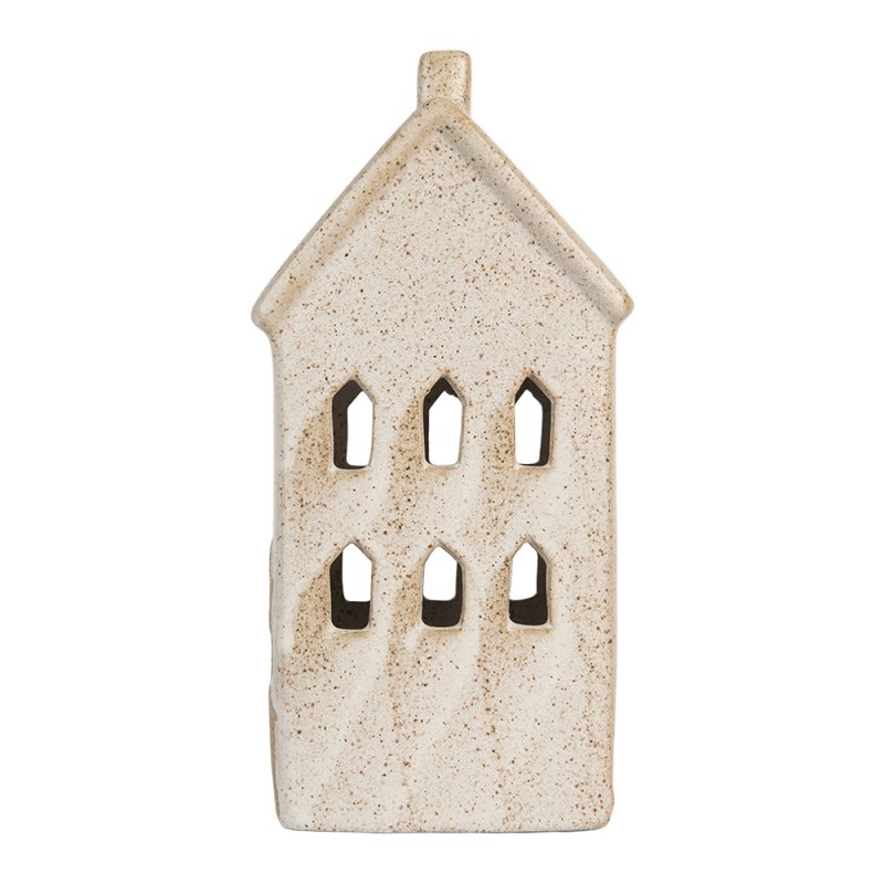 Clayre & Eef Decorative House with LED 10x9x18 cm Beige Ceramic