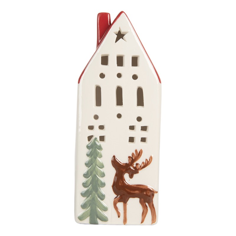 Clayre & Eef Decorative House with LED 7x6x19 cm White Ceramic