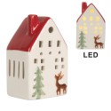 Clayre & Eef Decorative House with LED 6x5x10 cm White Ceramic