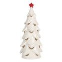 Clayre & Eef Decorazione natalizia con illuminazione a LED Albero di Natale Ø 11x25 cm Bianco Ceramica