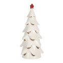 Clayre & Eef Decorazione natalizia con illuminazione a LED Albero di Natale Ø 11x25 cm Bianco Ceramica