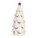 Clayre & Eef Kerstdecoratie met LED-verlichting Kerstboom Ø 9x19 cm Wit Keramiek