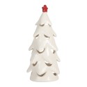 Clayre & Eef Kerstdecoratie met LED-verlichting Kerstboom Ø 9x19 cm Wit Keramiek