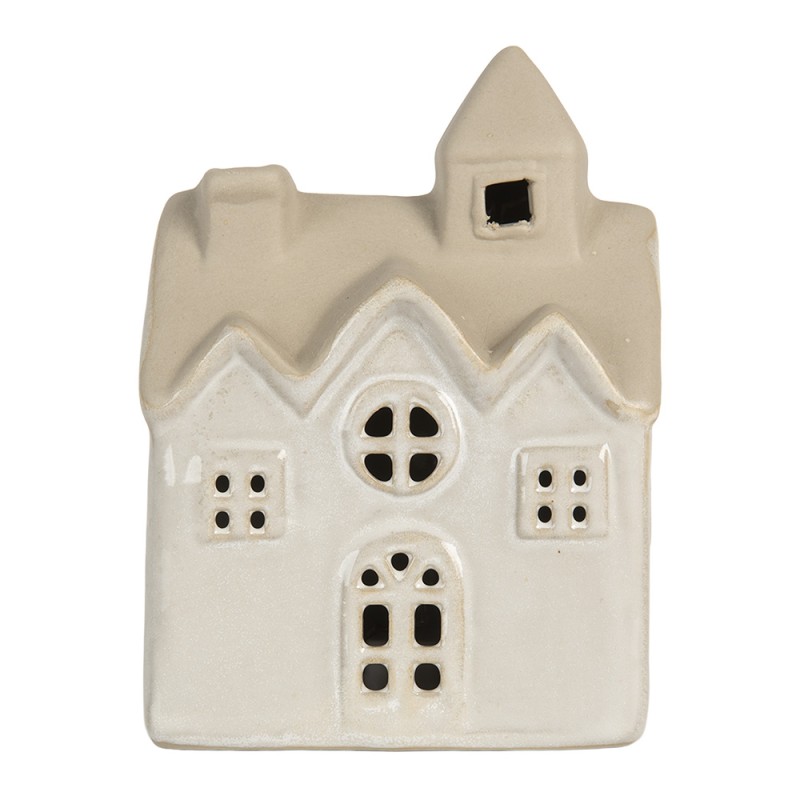 Clayre & Eef Decorative House with LED 9x6x12 cm Beige Ceramic