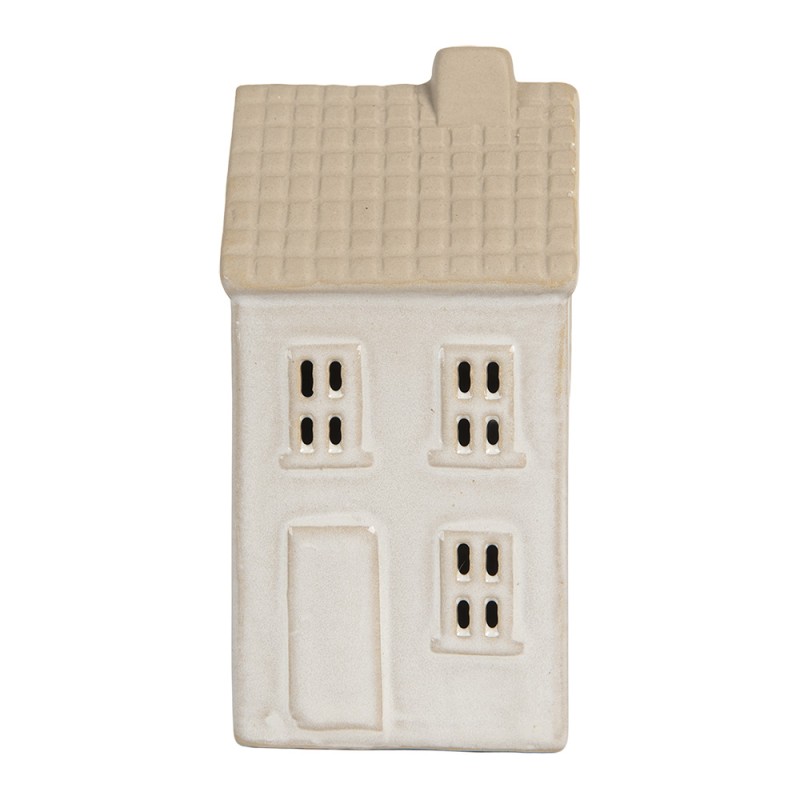 Clayre & Eef Decorative House with LED 6x5x11 cm Beige Ceramic
