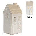 Clayre & Eef Decorative House with LED 6x5x11 cm Beige Ceramic