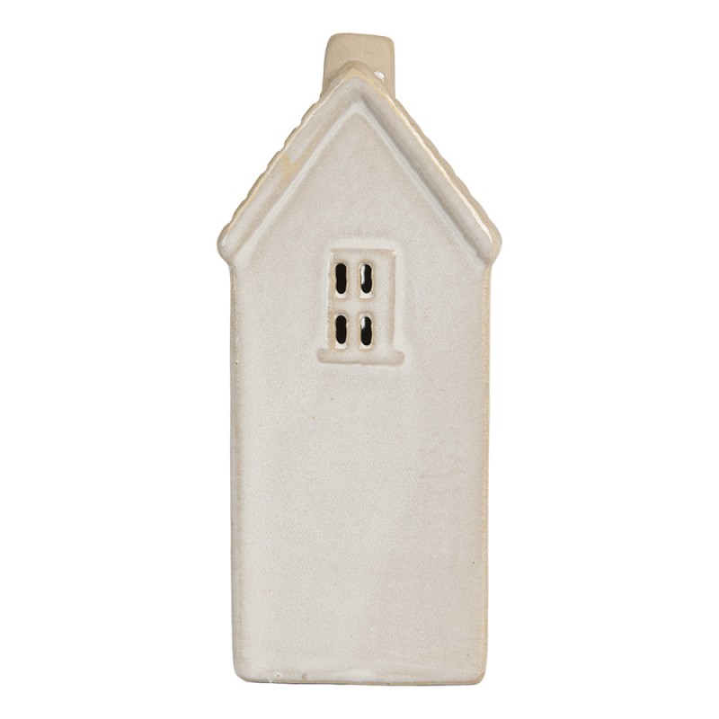 Clayre & Eef Decorative House with LED 6x5x11 cm Beige Ceramic