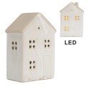 Clayre & Eef Decorative House with LED 8x5x12 cm Beige Ceramic