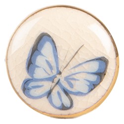 Clayre & Eef Pomello Ø 3x3 cm Beige Blu Ceramica Farfalla