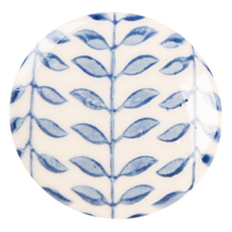 Clayre & Eef Door Knob Ø 4x3 cm Beige Blue Ceramic