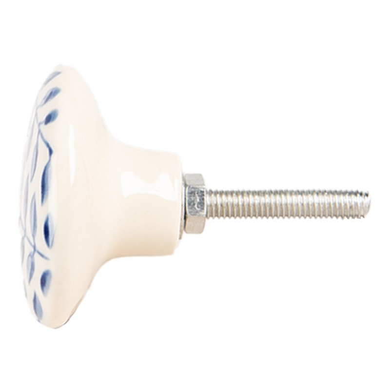 Clayre & Eef Door Knob Ø 4x3 cm Beige Blue Ceramic