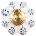 Clayre & Eef Door Knob Ø 4x3 cm Beige Blue Ceramic