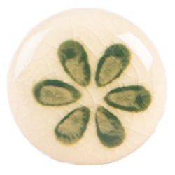 Clayre & Eef Door Knob Ø 3x3 cm Beige Green Ceramic