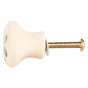 Clayre & Eef Door Knob Ø 3x3 cm Beige Green Ceramic