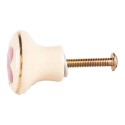Clayre & Eef Door Knob Ø 3x3 cm Beige Purple Ceramic