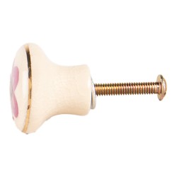 Clayre & Eef Poignée de porte Ø 3x3 cm Beige Violet Céramique