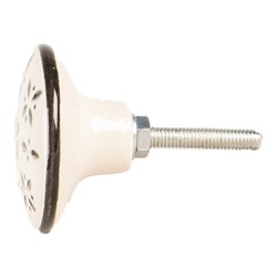 Clayre & Eef Door Knob Ø 4x3 cm Beige Ceramic