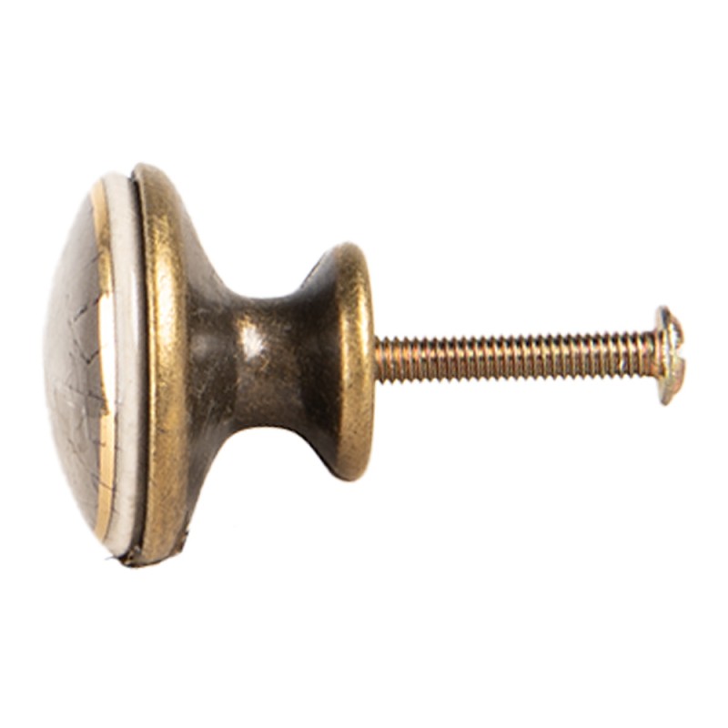 Clayre & Eef Door Knob Ø 3x3 cm Grey Ceramic