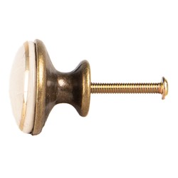 Clayre & Eef Door Knob Ø 3x3 cm Beige Ceramic