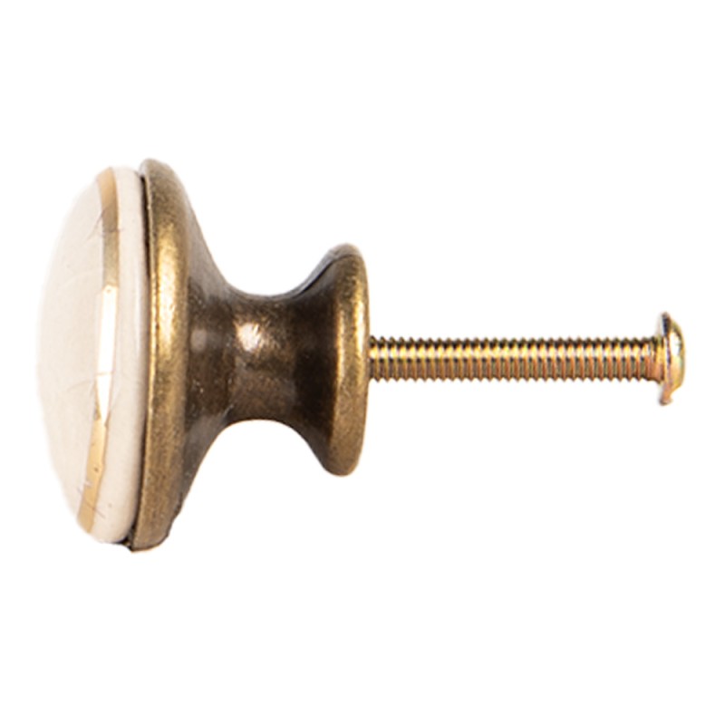Clayre & Eef Door Knob Ø 3x3 cm Beige Ceramic