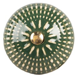 Clayre & Eef Deurknop Ø 4x3 cm Groen Keramiek