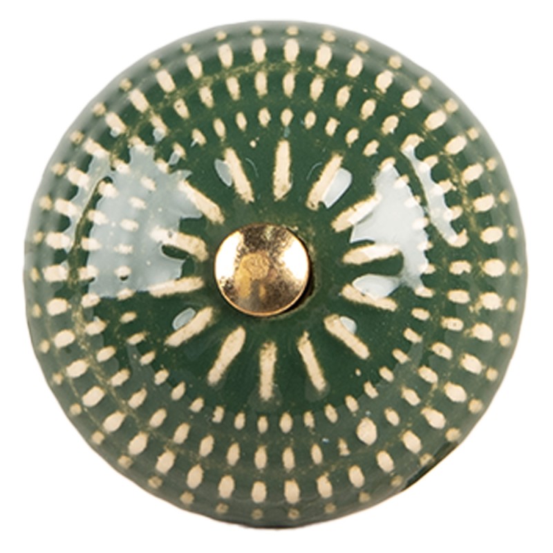 Clayre & Eef Deurknop Ø 4x3 cm Groen Keramiek