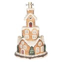 Clayre & Eef Christmas Tree Stand Gingerbread house Ø 35x57 cm Brown Ceramic material