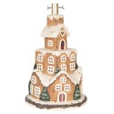 Clayre & Eef Christmas Tree Stand Gingerbread house Ø 35x57 cm Brown Ceramic material