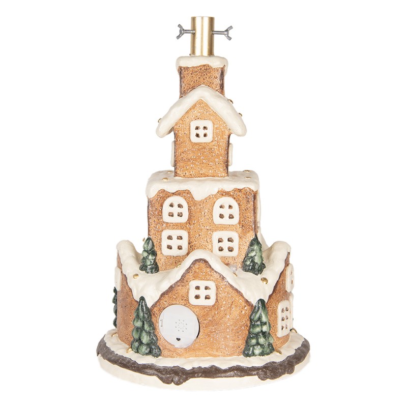 Clayre & Eef Christmas Tree Stand Gingerbread house Ø 35x57 cm Brown Ceramic material