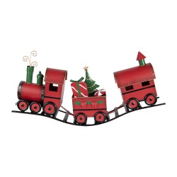 Clayre & Eef Kerstdecoratie Beeld Trein 63x13x31 cm Rood Metaal