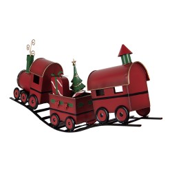 Clayre & Eef Kerstdecoratie Beeld Trein 63x13x31 cm Rood Metaal