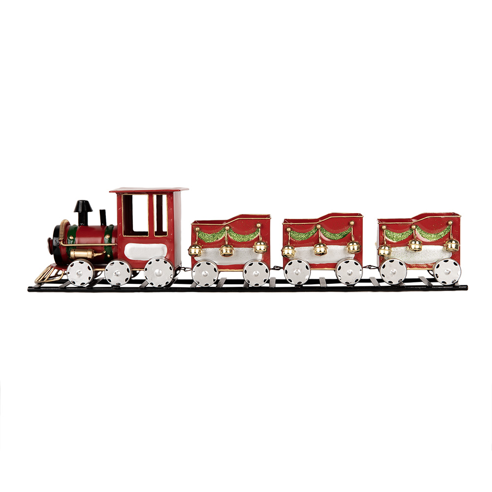 Clayre&Eef Decoratie Beeld Trein 58x12x14 cm Rood Metaal afbeelding
