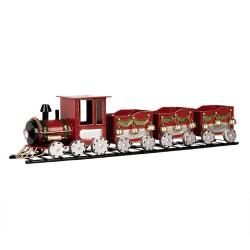 Clayre & Eef Statuetta decorativa Treno 58x12x14 cm Rosso Metallo